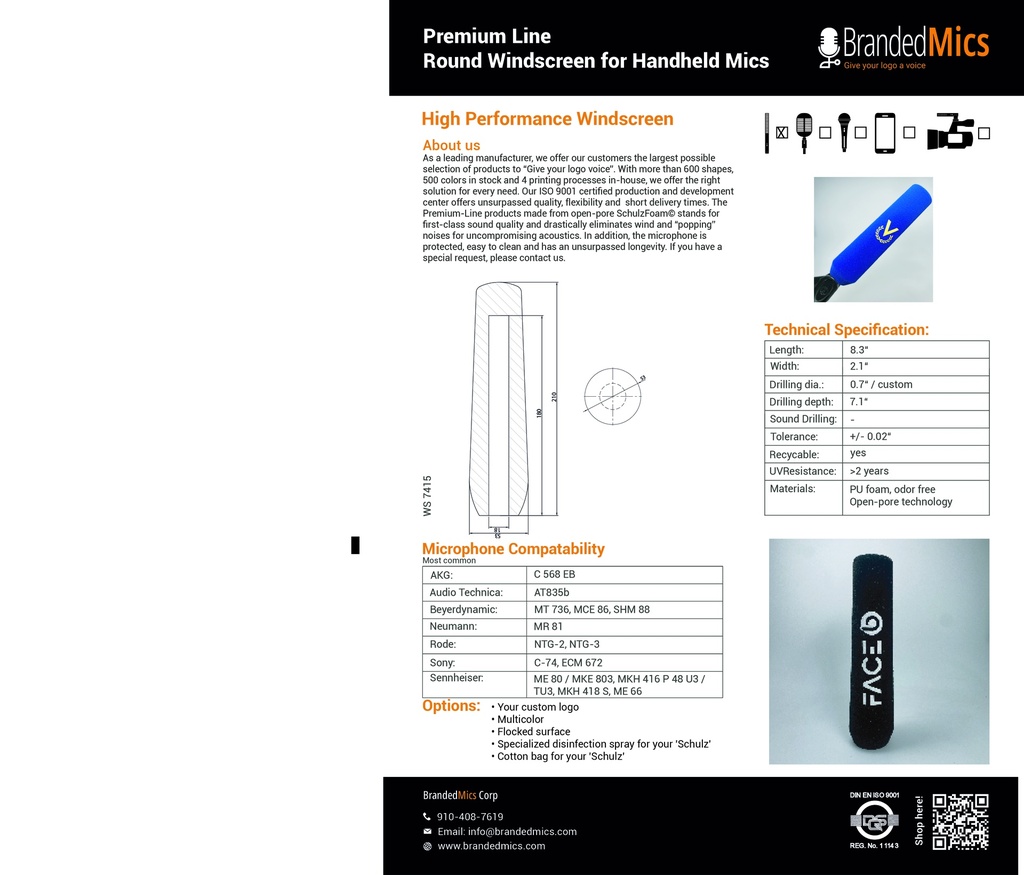 Premium Round Windscreen, Shotgun Mic