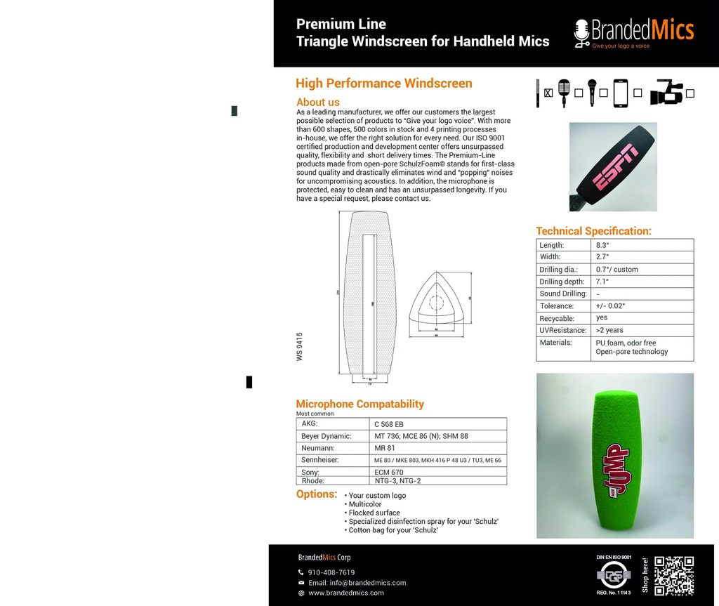 Premium Triangle Windscreen, Shotgun Mic