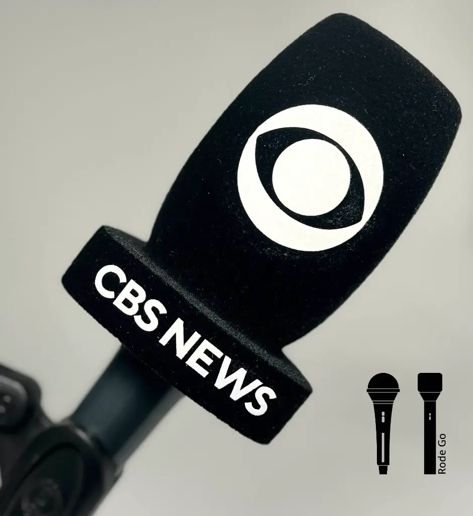 Premium Flag/Windscreen, Handheld Mic, Triangle, 2 logos